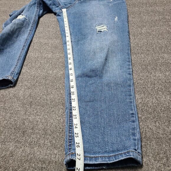 Womens Jeans 11 High Rise Blue Distressed Grunge Denim Pants Rips Holes - Picture 3 of 8